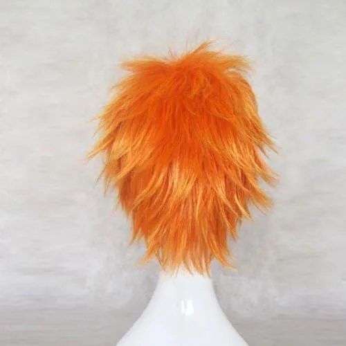 Vista 4 de Bleach Kurosaki Ichigo Traje Corto Naranja Partido Cosplay Pelucas, N