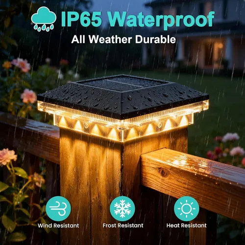 Vista 6 de Brightever Luces solares para postes de 4 x 4 para exteriores con 3 modos de iluminación, paquete de 8 luces solares para postes de valla