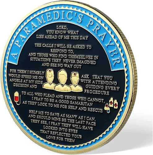 Vista 5 de Moneda de oración de los paramédicos EMT Challenge Coin