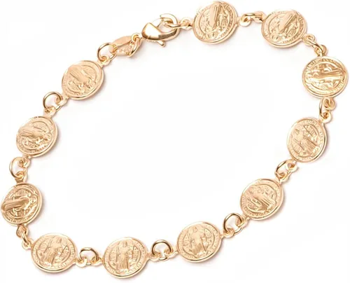 Vista 2 de PULSERA DE SAN BENITO chapado en oro de 18 quilates, 7.25" PULSERA DE SAN BENITO-7.25