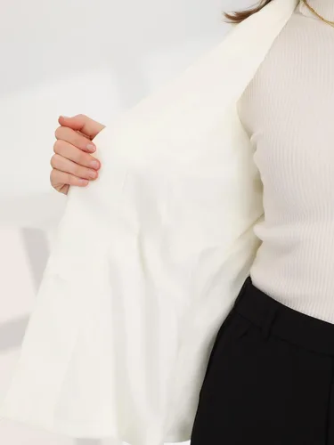 Vista 5 de Allegra K Blazer sin mangas para mujer, con cuello de solapa, chaleco de vestir plisado de un solo botonadura