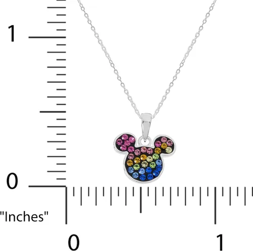 Vista 3 de Disney Joyería de Mickey Mouse para mujer, collar con colgante de cristal chapado en plata
