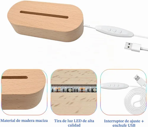 Vista 7 de EATAKWARD 4 piezas de pedestal de exhibición de luz rectangular de madera de 5.9", base de exhibición LED de madera con luces coloridas atenuables