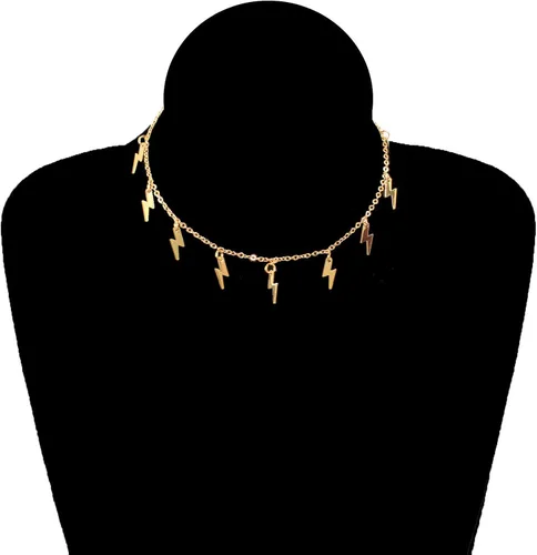 Vista 5 de Just Follow Collar de plata de ley con forma de relámpago, collar con colgante de cadena de disco para mujeres y niñas
