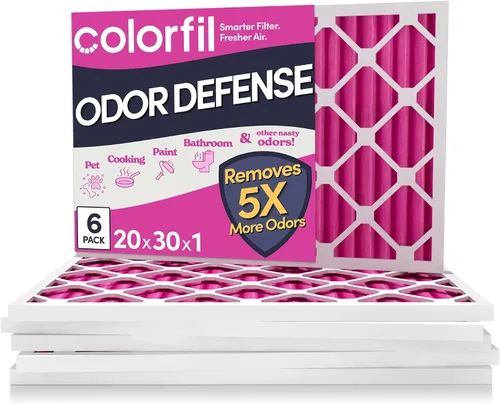 Vista 17 de Colorfil - Filtro de aire de 12 x 12 x 1 pulgadas, filtros que cambian de color para olores de gatos y perros, filtro de aire acondicionado MERV 8