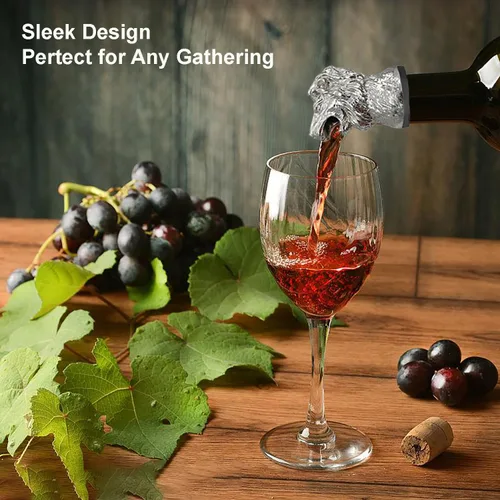 Vista 5 de Boquilla aireadora de vino con cabeza de león, accesorios de vino blanco, funciona con abridor de vino para entusiastas principiantes, vertedores
