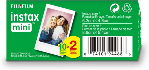 Vista 4 de FUJIFILM Instax Mini Película Instantánea Paquete Doble (Blanco), 20 Fotos