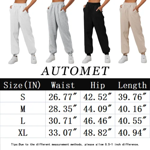 Vista 5 de AUTOMET Pantalones deportivos holgados de cintura alta para mujer