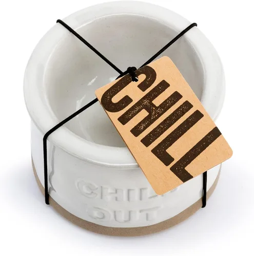 Vista 4 de DEMDACO Chill Out Classic White - Cuenco para servir con chispas de gres (5 x 5), color blanco