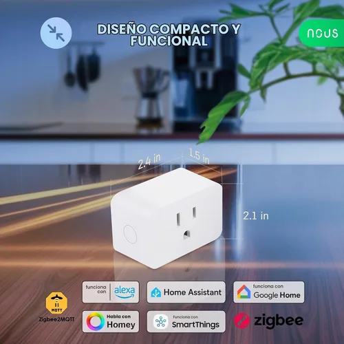 Vista 5 de Enchufe inteligente Zigbee, monitoreo de energía, requiere certificación ETL, compatible con Alexa, Google Home, Home Assistant, SmartThings