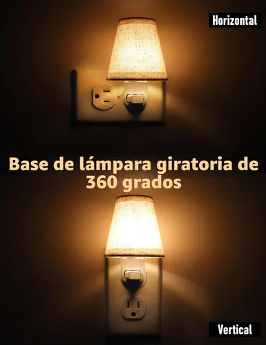 Vista 4 de Luz nocturna vintage enchufable con interruptor, paquete de 2 luces LED de noche de 0.5 W enchufables en el enchufe de pared, luz nocturna suave