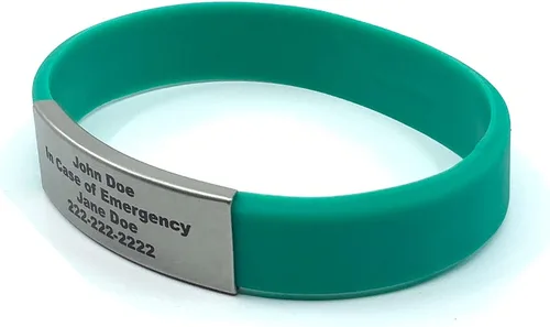 Vista 16 de Pulsera de identificación médica personalizada - Pulsera de seguridad para personas mayores grabada personalizada - Alerta de Alzheimer