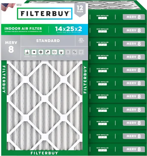 Vista 17 de Filterbuy Filtro de aire MERV 8 de 8 x 14 x 1 pulgadas para defensa contra el polvo y las alergias (paquete de 12), electrostático plisado HVAC