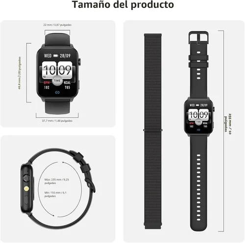 Vista 8 de Blackview Reloj inteligente para hombres y mujeres, reloj de fitness con pantalla táctil HD de 1.91 pulgadas con linterna, notificaciones Bluetooth