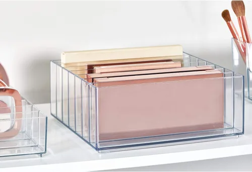Vista 2 de iDesign 42870 Clarity - Organizador de paleta de maquillaje ancho dividido de plástico sin BPA, 8.1 x 8.1 x 3.7 pulgadas