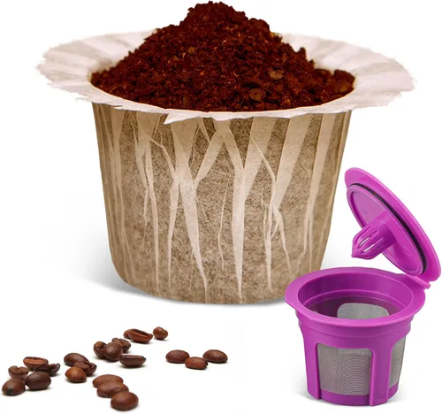 Vista 2 de Haetyly 100 unidades de filtros de papel natural compatibles con Keurig Single Serve 1.0 y 2.0, se ajustan a todas las marcas de cápsulas de café K