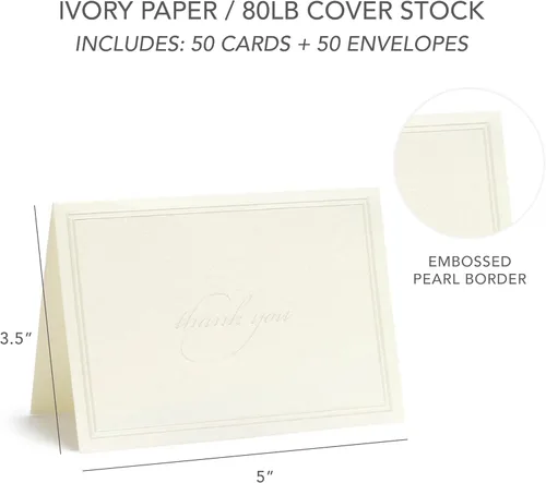 Vista 2 de Gartner Studios Tarjetas de agradecimiento de color marfil perla con sobres, eventos, baby shower, tarjetas de agradecimiento de boda, 3.5 x 5