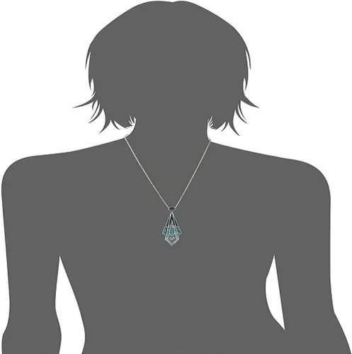 Vista 4 de Slaksworld - Juego de collar con colgante de geometría azul chapado en rodio para mujeres y niñas, diamantes multicolores americanos, cadena