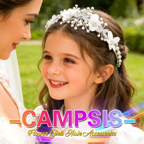 Vista 7 de Campsis Diadema para niña de flores, tocado blanco para primera comunión