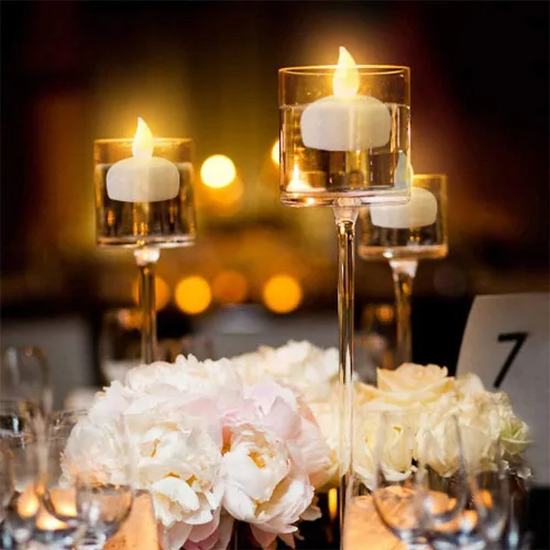 Vista 5 de Velas flotantes IMAGE sin llama luces LED flotantes de té, paquete de 12 velas impermeables para boda, fiesta, spa, hogar, interior, exterior Blanco