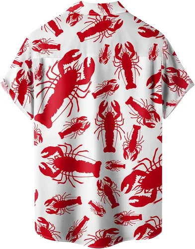 Vista 3 de Camisa hawaiana con botones para hombre, manga corta, informal, con botones, estampado tropical, con bolsillo