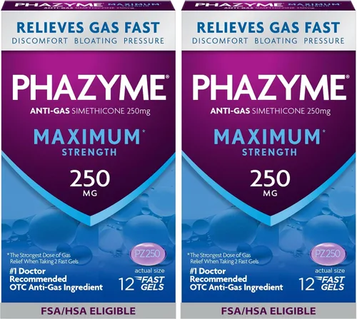 Vista 11 de Phazyme - Alivio máximo para los gases y la hinchazón, 250 mg de simeticona, 12 cápsulas blandas