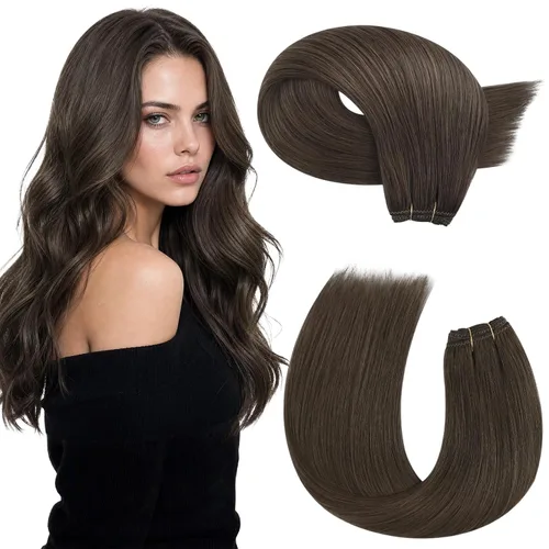 Vista 43 de Moresoo Extensiones de cabello humano real para coser, color negro natural