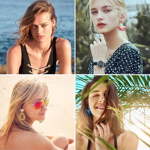 Vista 2 de FIFATA - Aretes colgantes para mujeres y niñas, 20 pares de aretes colgantes de resina acrílica moteada, aretes bohemios de ratán de moda, joyería