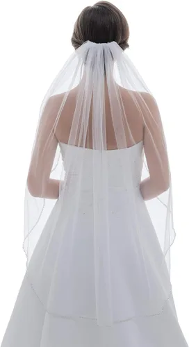 Vista 2 de SAMKY 1T 1 Tier Rhinestones Crystal Edge Bridal Wedding Veil