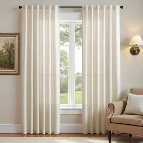 Vista 16 de JINCHAN Cortinas de lino beige para sala de estar y dormitorio, cortinas texturizadas de 63 pulgadas de largo, cortinas de estilo rústico de tejido
