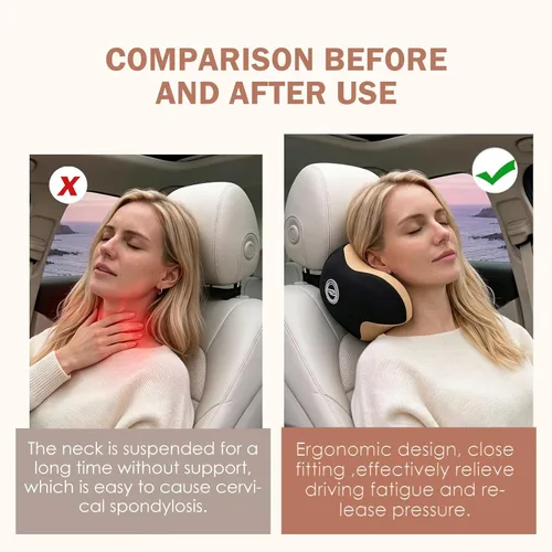 Vista 5 de Almohada realmente útil para reposacabezas de coche, almohada para el cuello del coche para dormir con correa ajustable, 100% espuma viscoelástica