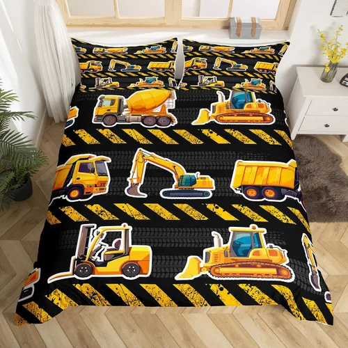 Vista 13 de Erosebridal Funda de edredón de vehículos de dibujos animados tamaño individual para niños y niñas, juego de ropa de cama Kawaii de helicóptero