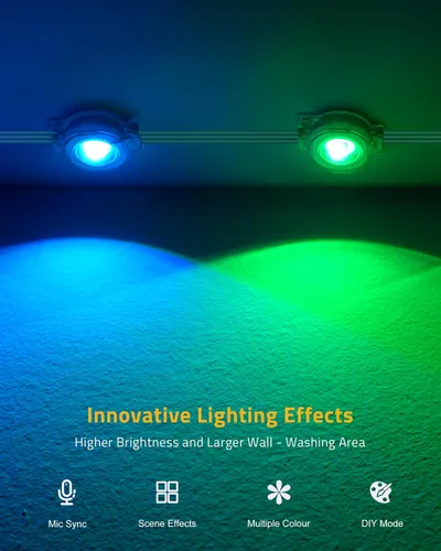 Vista 4 de Luces Permanentes para Exteriores de 111 Pies, 72 Luces RGB para Aleros con Control de Aplicación Remota, IP65 Impermeables Luces de Eternidad