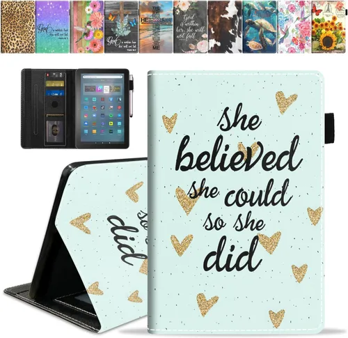 Vista 9 de Funda para tableta Amazon Fire Max 11 (11 pulgadas, 13ª generación, versión 2023) con ranura para tarjetas y apagado y encendido automático, funda