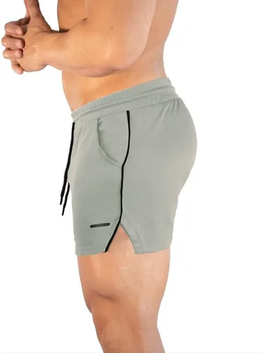 Vista 2 de TEZO Pantalones cortos de entrenamiento para hombre, 5 pulgadas, para gimnasio, atletismo, correr, entrenamiento, de secado rápido, pantalones