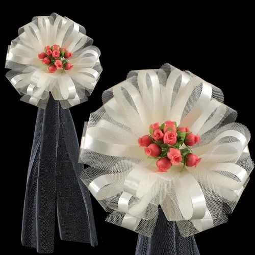 Vista 5 de GiftWrap Etc. Rosas artificiales de seda coral – 12 mini ramos de 12 capullos de rosa, 144 capullos de rosa en total, boda, recepción, aniversario