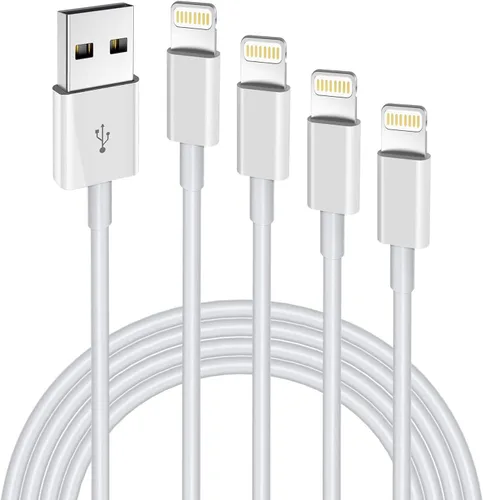 Vista 7 de Cable cargador Lightning para iPhone, paquete de 2 cables USB certificados Apple MFi, cable de carga rápida para iPhone, transferencia de datos