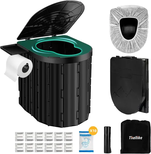 Vista 8 de Portable Camping Toilet with Pop-Up Privacy Tent, 12-inch Toilet Seat, Outdoor Portable Folding Toilet Potty for Adults Load Capacity of 400 Lbs