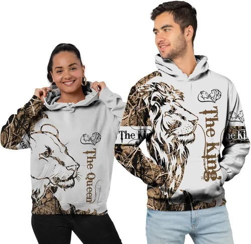 Vista 2 de Her Buck His Doe - Sudaderas con capucha para parejas con impresión 3D