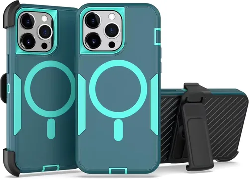 Vista 17 de Funda diseñada para iPhone 16 Pro, magnética, doble protección, resistente y duradera, compatible con MagSafe, clip trasero desmontable, a prueba