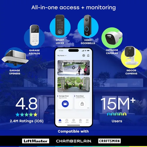 Vista 9 de myQ - Cámara enchufable para garaje Gen 2 – Cámara de garaje inteligente Wi-Fi 2K con visión nocturna, lente gran angular, audio de 2 vías, base