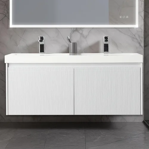 Vista 38 de Blossom Lavabo de baño de 20 pulgadas con tocador, todo en madera montado en la pared, gabinete flotante de baño con tocador con fregadero