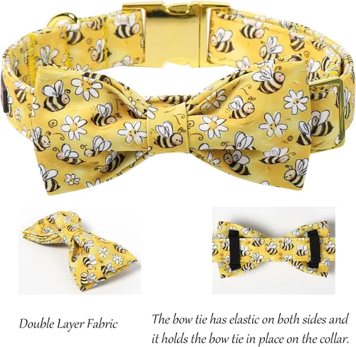 Vista 184 de Lionet Paws Collar de perro de Halloween con corbatín, bonito collar de algodón ajustable con hebilla de metal para perros pequeños, medianos y A