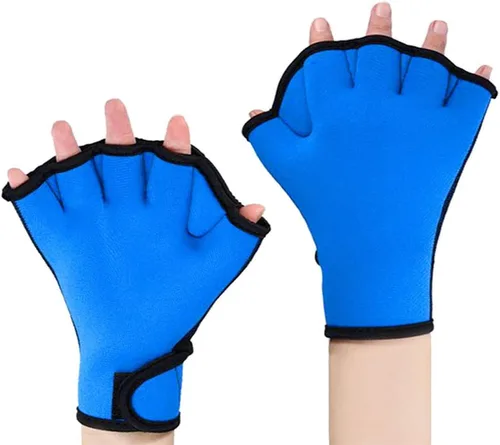 Vista 2 de MEKOTSK 1 par de guantes de entrenamiento de natación para ayudar a la resistencia de la parte superior del cuerpo, guantes de natación Aqua Fit