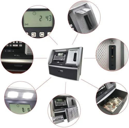 Vista 6 de Toy Talking ATM Bank ATM Machine Ahorro Hucha para niños con puertos USB extendidos para accesorios (Fan Cool)