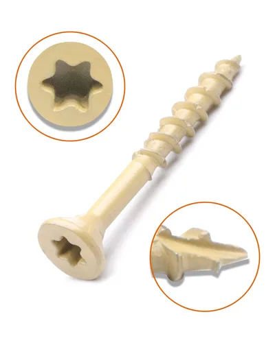 Vista 4 de Tornillos para cubierta #8 x 1-1/2 Pulgadas, Tornillos de madera para exterior, Cabeza de transmisión Torx plana, Rosca parcial, Acero de carbono