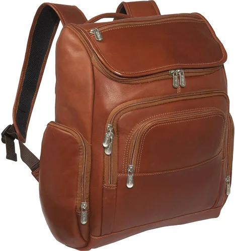 Vista 4 de Piel Leather Mochila para portátil con múltiples bolsillos, Saddle, Mochila para portátil con múltiples bolsillos