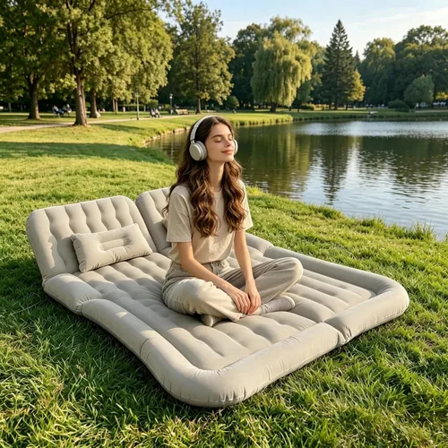 Vista 5 de SUV Air Mattress, Gray Inflatable Car Mattress with 12V Pump for Camping Grey