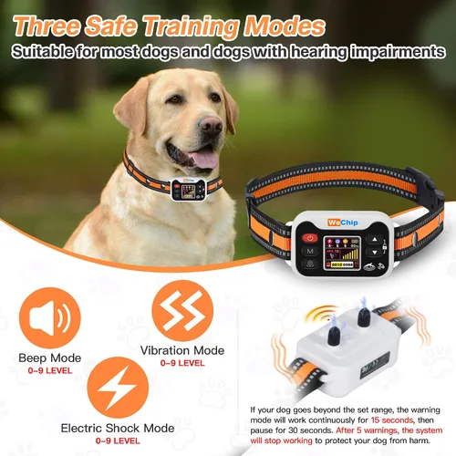 Vista 6 de Collar para perro con GPS con 3 modos de corrección, sistema inalámbrico de valla para perro con apertura al aire libre IPX7 impermeable