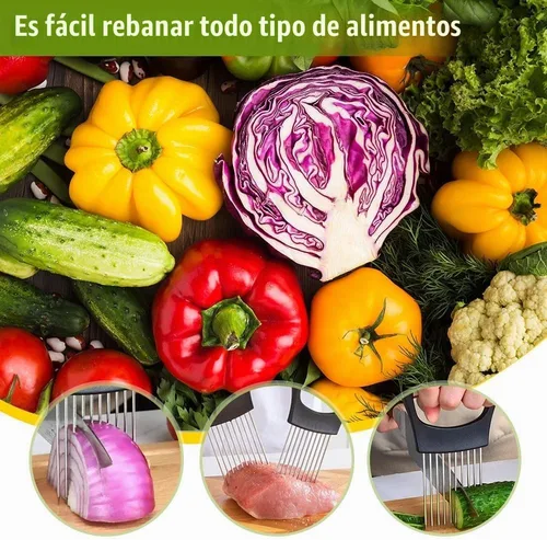 Vista 7 de Soporte de Cebolla para Cortar, Nuevo Soporte de Cebolla de Acero Inoxidable 2025, Cortador de Limón, Tomate y Cebolla, Herramienta de Cocina